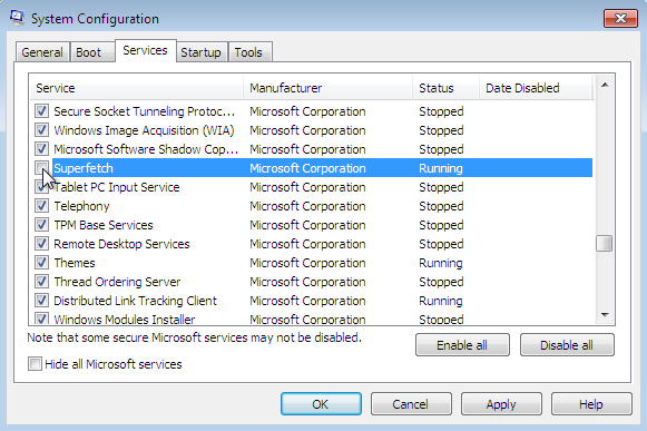 Fixing Service Host Superfetch from System Configuration