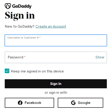 How to Login godaddy through website step 1